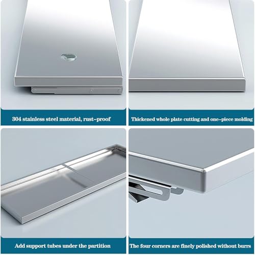 Tavolo pieghevole da parete – Banco da lavoro in acciaio inox per uso versatile in cucina, casa, ufficio o lavanderia – Design salvaspazio e durevole