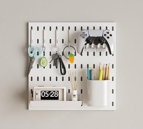 YOUROU - YOUROU Kit de combinaison de panneaux perforés - Organisateur mural sans perçage - Panneau d'affichage à suspendre au mur pour garage, cuisine, bureau, chambre d'enfant - Planche à faire soi-même (28
