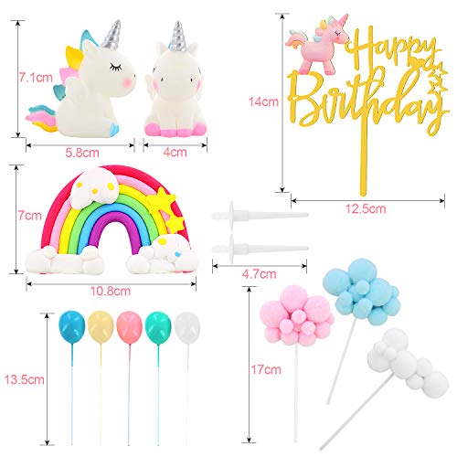 Birthday Unicorn Cake Topper,Rainbow Balloon Cake Decorations Cupcake Toppers For Girls Unicorn Birthday Party Supplies #TOP3