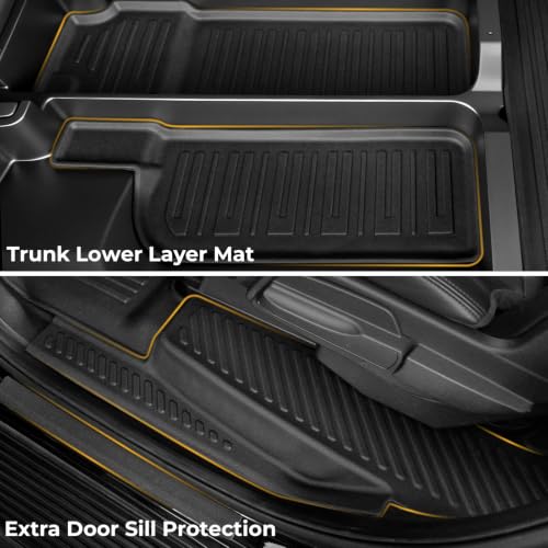 Image of Floor Mats for 2018-2024 Ford Expedition Max 8-Seat Accessories | All-in-One TPE Set, Odorless & Durable, All-Weather Protection, Ideal for families, Easy to Spray Clean, Quick Setup