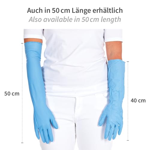 Franz Mensch Hygostar - Boîte de 50 gants jetables en nitrile extra sûrs (40 cm, sans poudre, taille 8/M, longueur 40 cm, gants de protection jetables) – vue 5
