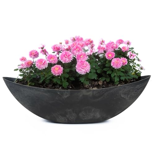 matches21 HOME & HOBBY Ovale Pflanzschale als große 66 cm Vintage Outdoor Deko-Schale schwarz