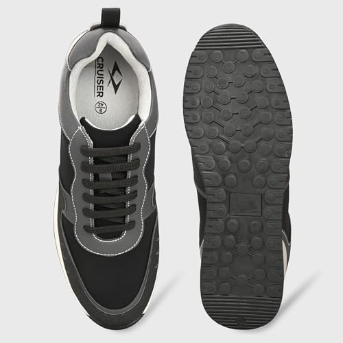 Image of Cruiser Men's Color Block Low-Top Sneakers | Cushioned Insole Comfortable Shoes | Durable TPR Sole with Trendy & Stylish Sneakers | Lace-Up Design with Gum Rubber Sole & Heel Pull-Tab (2654)