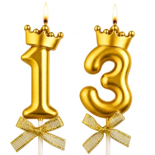 Image of Number Candles with Crown 3 inch for Birthday Parties, Wedding Anniversary Celebration Cake Decoration Gold Number 30 Candle, 2 Pc