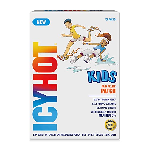 Icy Hot Kids Pain Relief Patches with Naturally-Sourced Menthol 5%, Developed with Pediatricians, 5 Ct.
