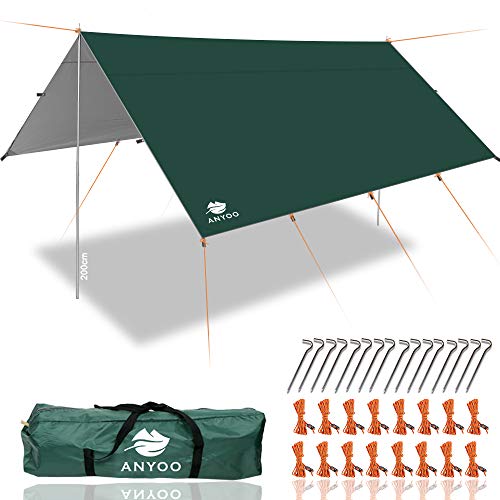 Anyoo Ripstop Rain Tarp Parasol Compact Léger Abri Étanche pour Camping Randonnée Backpacking Picnic