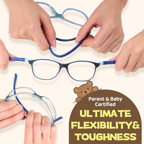 Image of BiBiBear Bluelight Kids Glasses Unbreakable Glasses | TR90 Frame for New Year Gifts, 360 Flexible, Lightweight & Safe Eyeglasses for Kids Age 2-15
