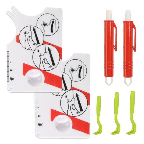 7PCS Zeckenkarte Set Zeckenzange Zeckenhaken Zeckenentferner Zeckenkarte mit Lupe Zeckenmittel Zeckenpinzette Zeckenentferner zur Schnellen und Sicheren Entfernung von Zecken