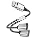 Produktbild iJiGui USB Splitter, USB Y Kabel, USB A Stecker zu 2 Buchse Port Verlängerungs Doppelstecker Adapter Verteiler, Unterstützung Aufladen und Datenübertragung für Laptop/Mac