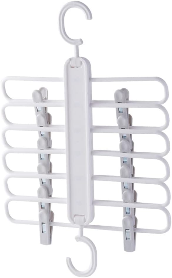 Adjustable Pants Rack Skirt Socks Hanger Scarf Tie Wardrobe Storage Multi-Layer Magic(OneColor)