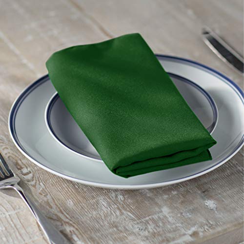 LA Linen 10-Pack Poly Poplin Napkin, Soft Cloth Napkins, Washable Reusable Napkins, Stain and Wrinkle Resistance Table Napkins for Dinner, Wedding, Parties, 17 by 17-Inch, Emerald Green