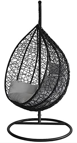 Image of Single Seater Swing Chair with Stand for Home & Cushion & Hook Outdoor Indoor | Balcony |Garden |Living Room |Garden | Patio | Home Improvement|(Swing Black with Cushion Grey)