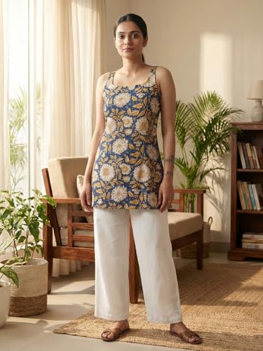 Image of GRECIILOOKS Short Kurti for Women | Floral Printed Short Kurta for Women | Comfortable Rich Office & Casual Kurti`s for Jenas, Leggings & Trousers