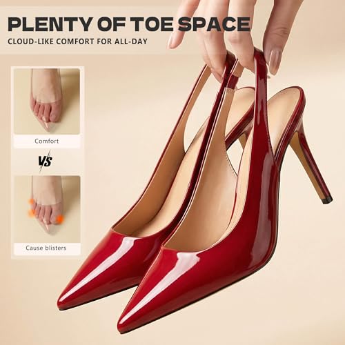 Image of heelchic Slingback Heels for Women Pointed Toe Stiletto Heel Closed Toe Pumps Slip on High Heels 2.95 inch Dress Pumps