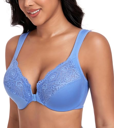 Image of DotVol Women's Plus Size Front Closure U-Back Underwire Wide Strap Everyday Bra