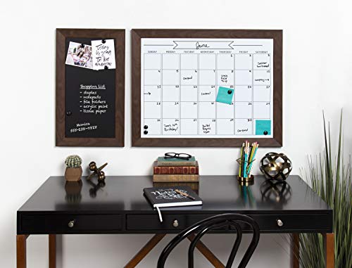 Designovation Beatrice Framed Magnetic Dry Erase Monthly Calendar, 23X29, Walnut Brown #TOP1