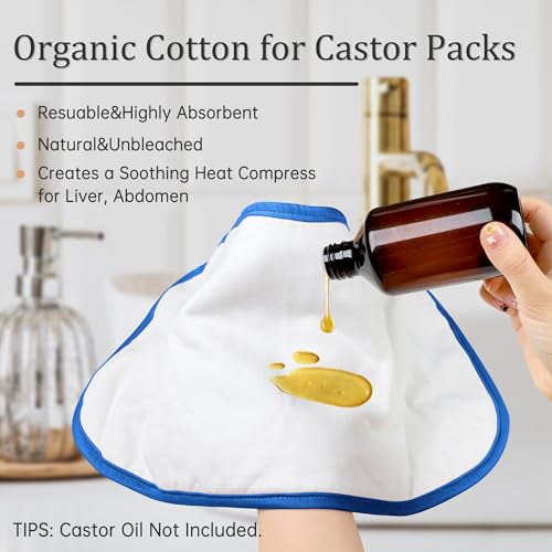 Image of 2 Pack Castor Oil Pack Wrap, Reusable Castor Oil Pack Organic Cotton Anti Oil Leak(Oil are Not Include) Flower