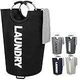 ZERO JET LAG 121L Extra Large Laundry Basket Collapsible Fabric Laundry Hamper Tall Dorm Laundry Bag with Handles Waterproof Portable Washing Bin Folding Dirty Clothes Basket for Bathroom (XL Black)