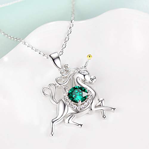 Dorella Christmas Jewelry Gifts Emerald Necklace For Daughter Birthday Gifts Teen Girls Unicorn Necklace Sterling Silver Animal Jewelry #TOP1