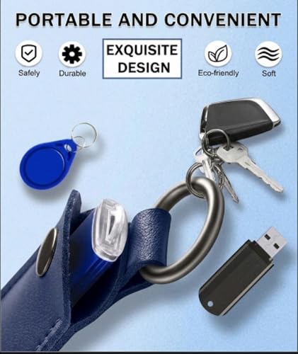 Image of INOCEAN 2 PCS Pen drive Case, Pen drive Box, Tech Professionals and Travelers Storage Solution, Leather USB Drive Holder Keychains in Dark Blue and Black