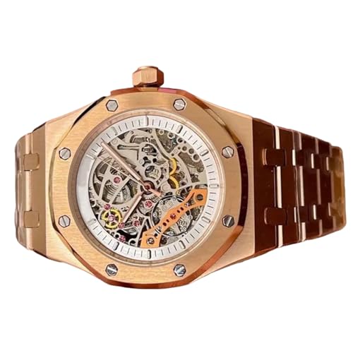 Image of Men's Luxury Rose Gold Automatic Watch - White Dial, Stainless Steel Case, Sapphire Crystal, 50M Water Resistant