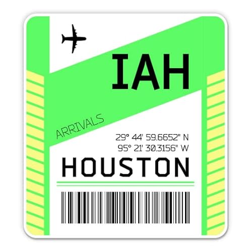 Squiddy Houston Airport Code IAH Luggage Tag Style - Vinyl Sticker Decal for Phone, Laptop, Water Bottle (3" high)