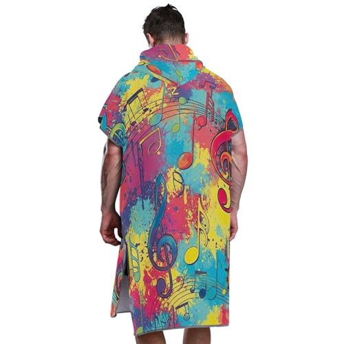 Poncho de surf à capuche imprimé notes de musique taille unique