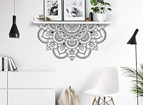 COVPAW Graz Design Sticker Mural Motif œil De Mandala Doré Et Jaune Décoration Murale Pour Salon, Chambre à Coucher Style Bohème Couloir Yoga (œil Mandala