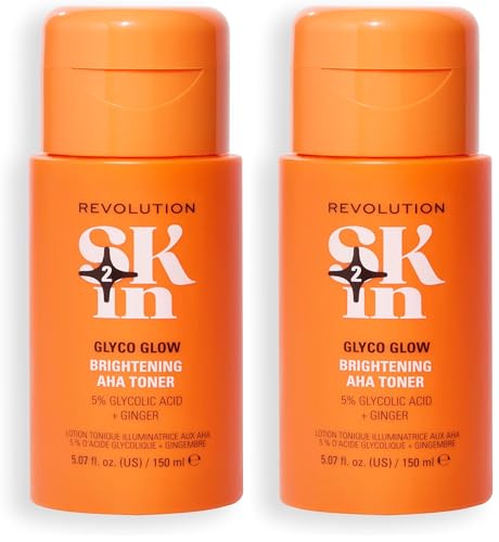 Revolution SKin, Glyco Glow Brightening Toner, Tónico Facial Iluminador con Ácido Glicólico, Para un Cutis Radiante, Vegano y Libre de Crueldad, 150ml (Paquete de 2)