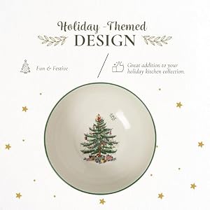 Spode Christmas Tree Round Serving Bowl - 8-Inch Ceramic Bowl for Pasta, Salad, Soup, and Side Dishes - Elegant Porcelain Design, Stackable, Dishwasher & Microwave Safe - Ideal for Holiday Gatherings Spode Christmas Tree Round Serving Bowl 8 Inch Ceramic Bowl for Pasta Salad Soup and Side Dishes Elegant Porcelain Design Stackable Dishwasher Microwave Safe Ideal for Holiday Gatherings