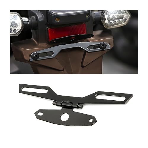 JNNJ Support de Feu Arrière de Plaque D'immatriculation Pliable, Support de Montage de Licence Réglable de Moto, Fixation de Modification de Plaque D'numéro et Lumière Arrière de Moto Universelle