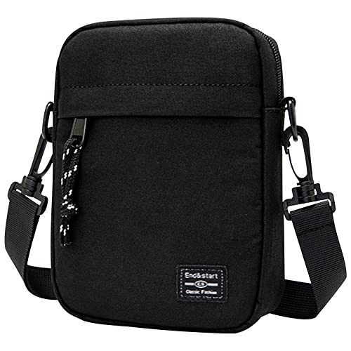 Vaupan Small Crossbody Bag Shoulder Bag For Men, Women Mini Messenger Bag Water Resistant Satchel Bag for School Work Travel Business (Black)