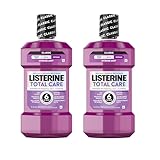 Listerine Total Care Anticavity Fluoride Mouthwash, 6-in-1 Rinse Helps Kill 99% of Bad Breath Germs, Prevents Cavities, Strengthens Teeth, Bad Breath Treatment for Adults, Fresh Mint, Twin Pack, 2x1 L