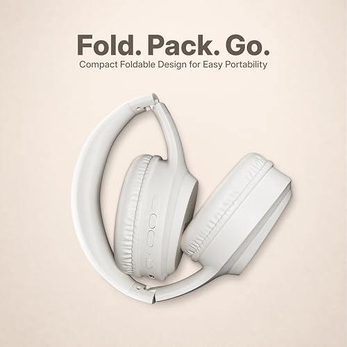 Image of Geonix Audicle Air Wireless Over-Ear Headphones - 70Hrs Playtime, Bluetooth 5.4 + AUX Dual Mode, Dual Device Pairing, Type-C Fast Charging, Comfortable Over Ear Headset (Beige)