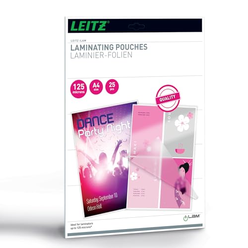 Leitz iLAM A4 Glossy Laminating Pouches, 125 microns, Pack of 25