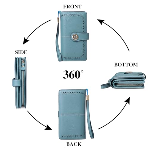 SENDEFN Wallets for Women Leather Credit Card Holder with RFID Blocking Large Capacity Wristlet | with RFID Blocking, Large Capacity, Wristlet, with RFID Blocking, Large Capacity, Wristlet