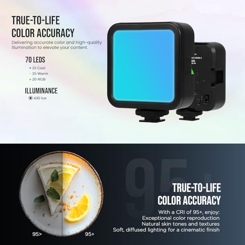 Image of HIFFIN (VL49 RGB) 7W Portable Mini RGB LED Video Light with inbuild Battery & 360 HSI, 3000K-6000K, 8-Level Control, 9 Special FX Modes, Type-C Charging, 2hr Battery, for Photography & Videoshoots