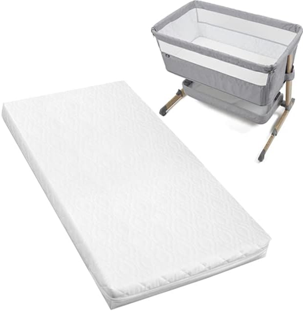 Brillars® Baby Mattress Fits/Compatible to Babylo Cozi Sleeper - Bedside Travel Cot Toddler Infant Bed Mattress - Hypoallergenic & Removable Quilt Cover (87 x 44 x 5cm)