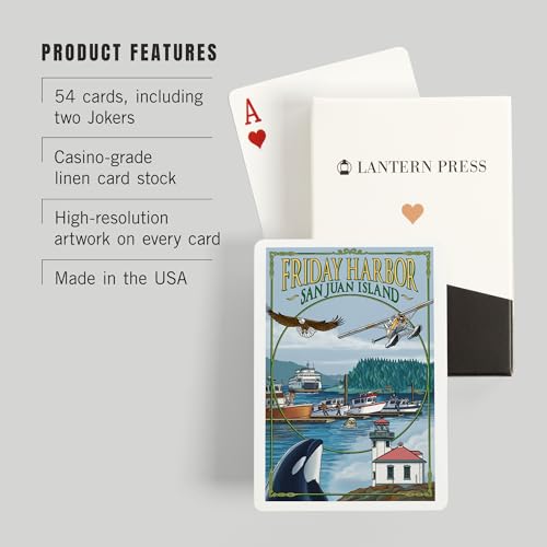 Lantern Press Friday Harbor San Juan Island Washington 52 cartas póker miniatura 3