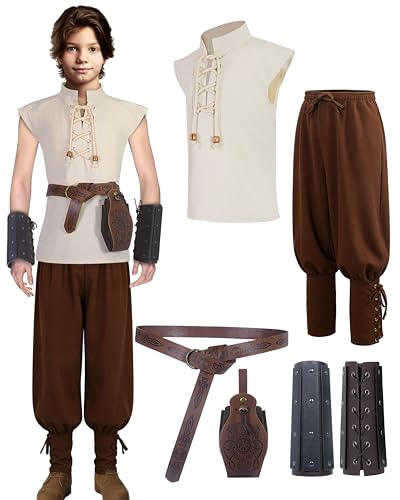Disfraz infantil vikingo medieval XL 11-12 años miniatura 1