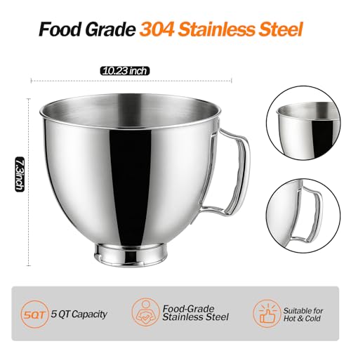 Tazón mezclador acero inoxidable para KitchenAid 4.5-5 QT miniatura 6