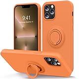 MOCCA Compatible with iPhone 13 Pro Max Case 6.7inch with Ring Kickstand | Liquid Silicone|Microfiber Linner|Anti-Scratch Full-Body Shockproof Protective Case for iPhone 13 Pro Max Women-Bright Orange