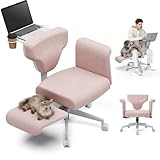 Newtral Freedom-X Sillas Tocador de Terciopelo: Silla Ergonomica Escritorio con Apoyabrazos Ajustables, Rosa