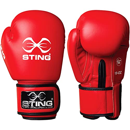 STING Professional Boxing Gloves - AIBA Approved & Premium Padding Gear - Olympic Boxing Equipment for Competition & Training Use - 10oz, Red