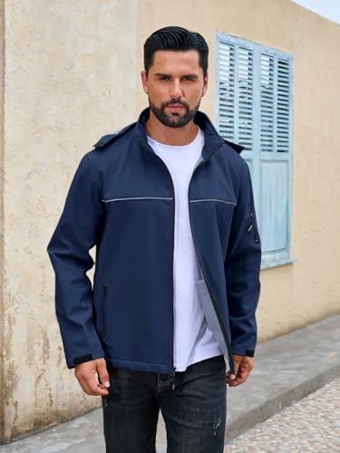 Yousify Mens Softshell Jacket Fleece Lined Windbreaker Lightweight Rain Waterproof Hooded Jackets for Hiking2