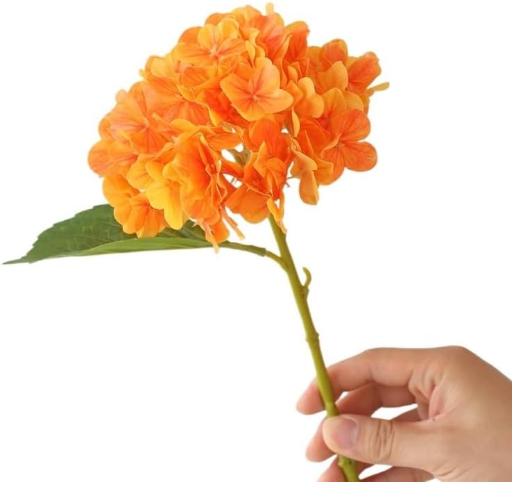 Hydrangea Home Decoration Floral Moisturizing Sprig Hydrangea Artificial Flower Wedding (Color : Orange)