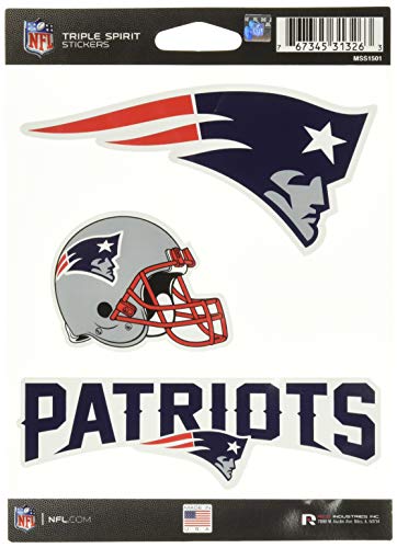 Rico Industries NFL New England Patriots Die Cut Triple Spirit Sticker Sheet One Size Primary 3-Piece