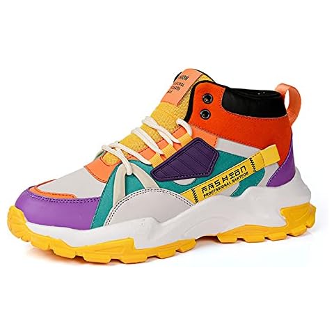 Men's Color Block Fashion Sneakers Walking Casual Athletic Shoes Chunky Platform Sneakers(8.5,A6) Cover
