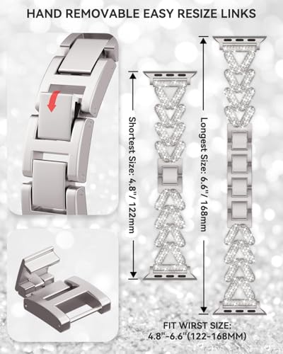 Image of Rhinestones Encrusted Metal Bracelet and Case, Compatible with Apple Watch Bands 38mm-49mm (Series 11 /10 /1 /SE /Ultra 2)- Bling Gold Women's Jewelry Strap, Luxury iWatch Bracelet