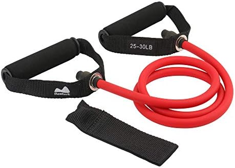 REEHUT Single Resistance Band Exercise Tube with Handle, Door Anchor and Manual, for Resistance Training, Physical Therapy, Home Workouts, Fitness, Pilates, Boxing Strength Training - Red
